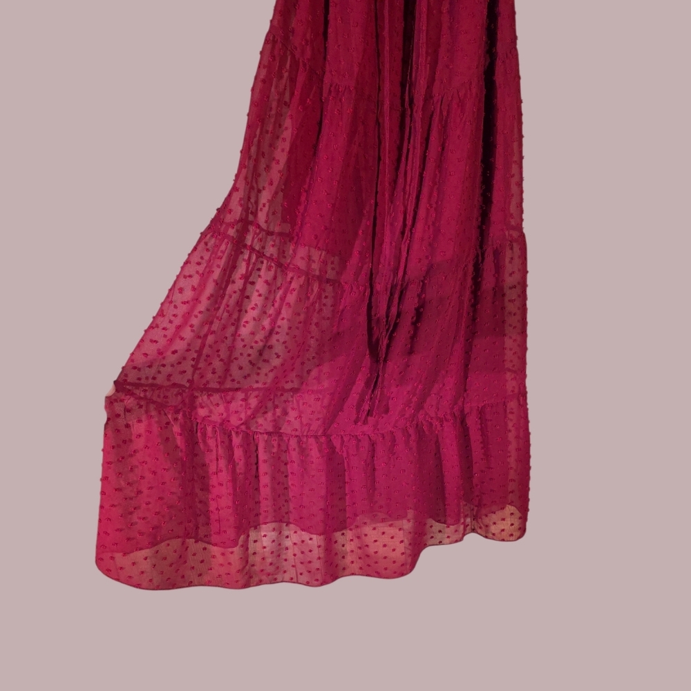 Burgandy Summer Off-Shoulder Maxi Dress Sheer - Picture 3 of 11
